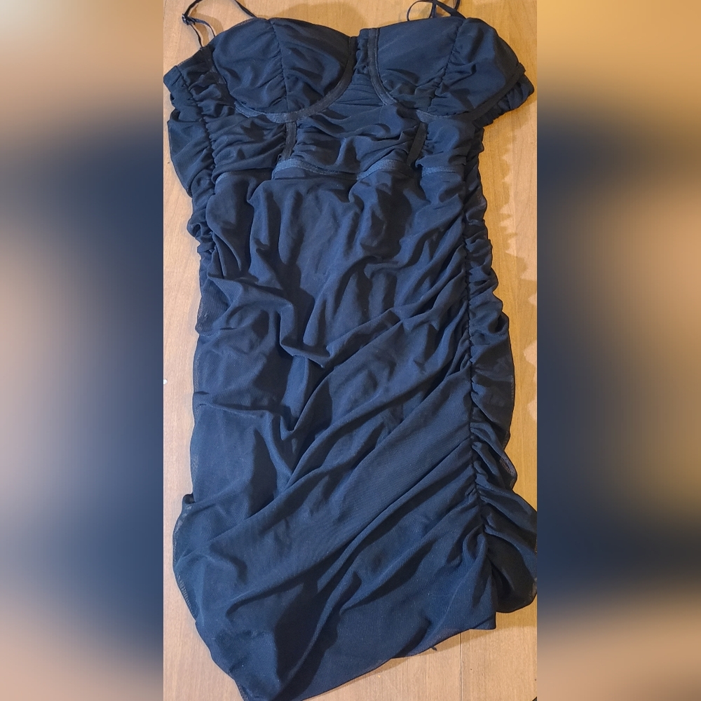 Balconette bra bodycon ruched mini dress